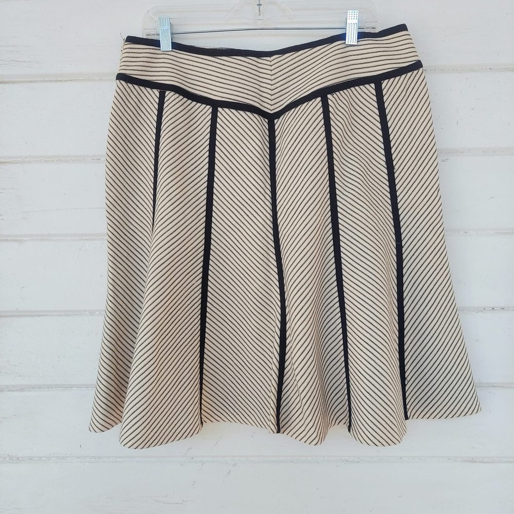 Tan and Black Striped Structured Tulip Skirt Size 14